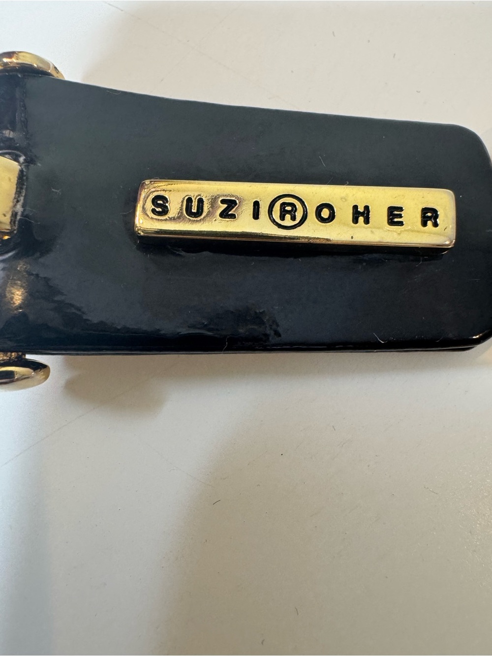 SUZI ROHER Gold Link Statement Belt Black Elastic Stretch Belt - Picture 7 of 9